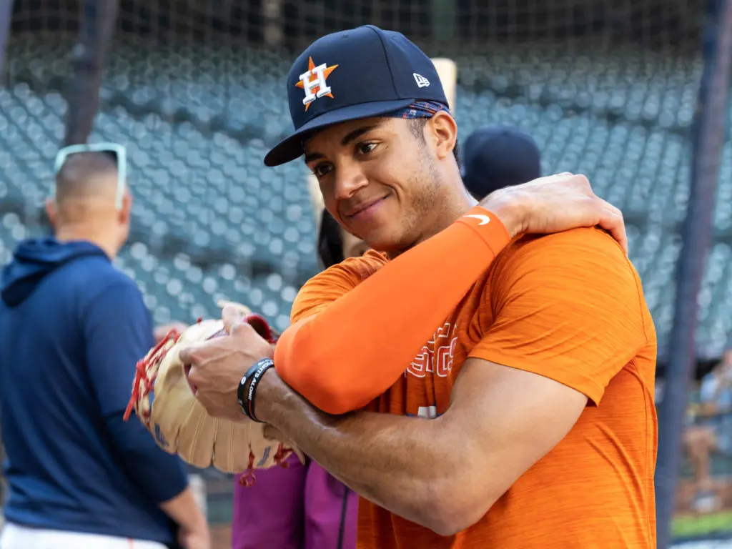 Astros rookie shortstop Jeremy Pena finds himself in the World Series spotlight. (Photo by F. Carter Smith)