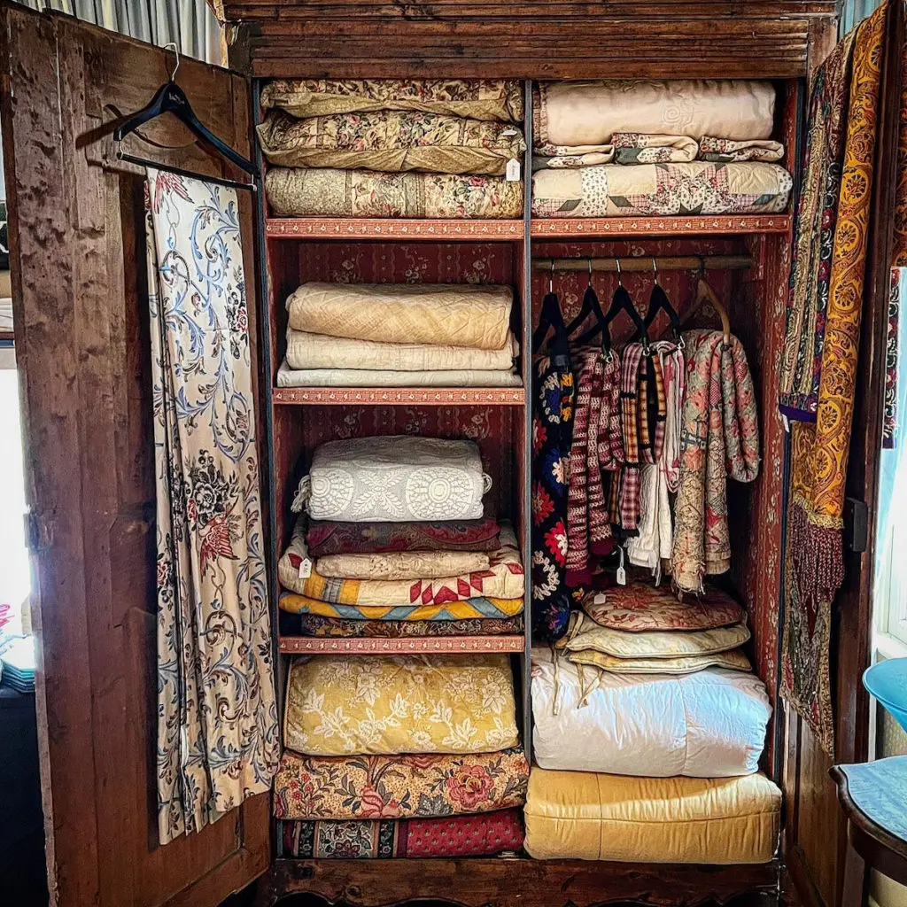 A mix of vintage textiles at the Winn Morton estate sale. (Photo by Dallas Estate Sellers)