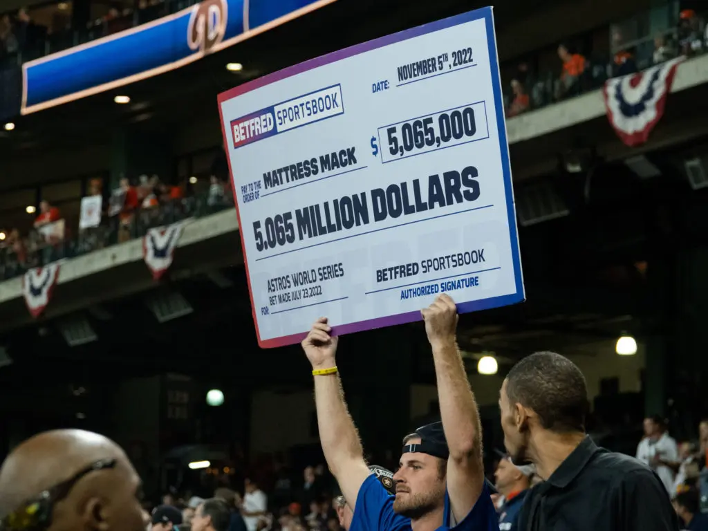 Mattress Mack's record gambling wins on the Astros also brought attention on this championship night. (Photo by F. Carter Smith)