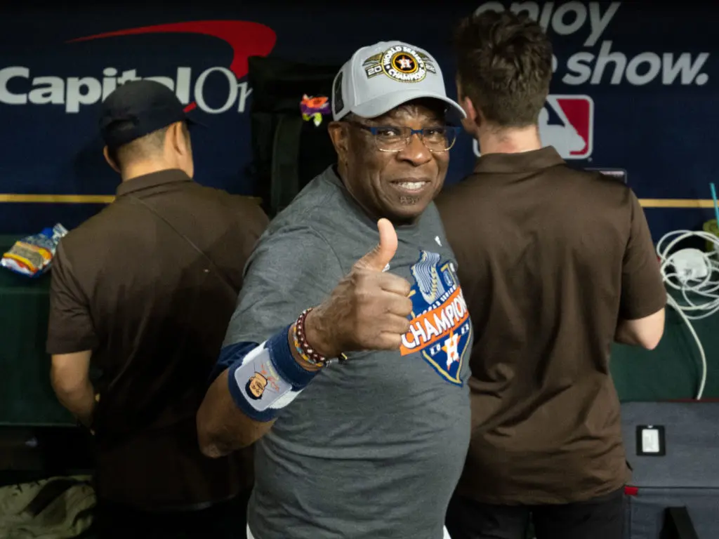 AAstros manager Dusty Baker finally won that long elusive world championship last season. (Photo by F. Carter Smith)