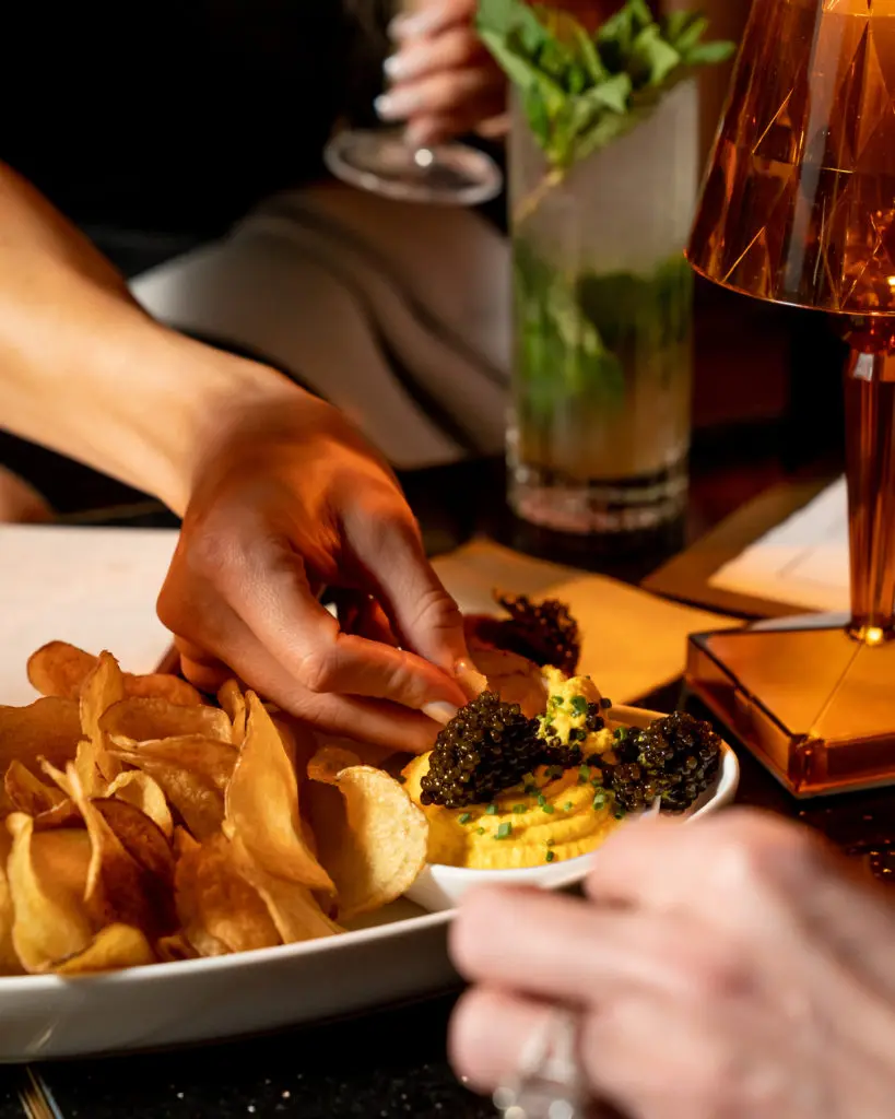 Caviar servered two ways on the menu at Emilia's Havana. (Photo by Brian Kennedy)