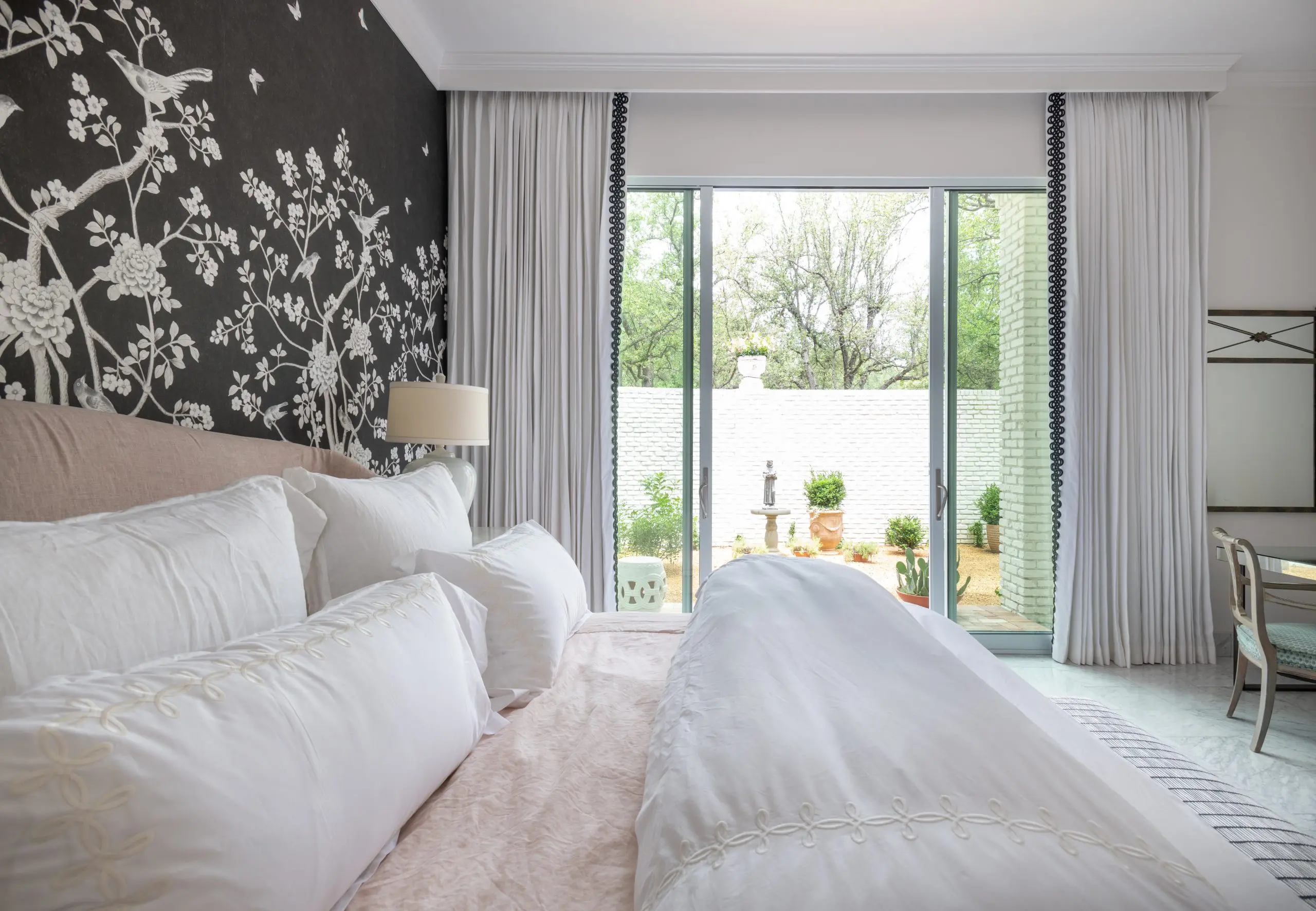 Wilson shuns gray homes with expressive wallpapers and designer touches. (Photo by Michael Hunter)