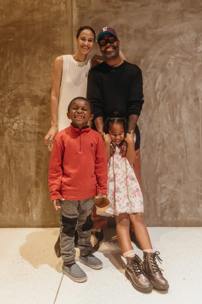 Lacee Jacobs-Barnett & Kevin Barnett with their family at the CoolxDad Color Box Kickoff at Art Is Bond (Photo by William Issac)