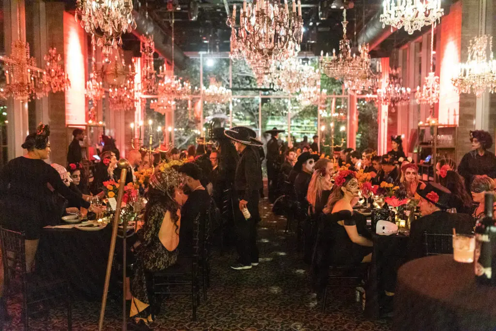 The deliciously eerie scene during Flora's Cena Negra in tribute to Dia de los Muertos. (Photo by Leah Walker Wilson)