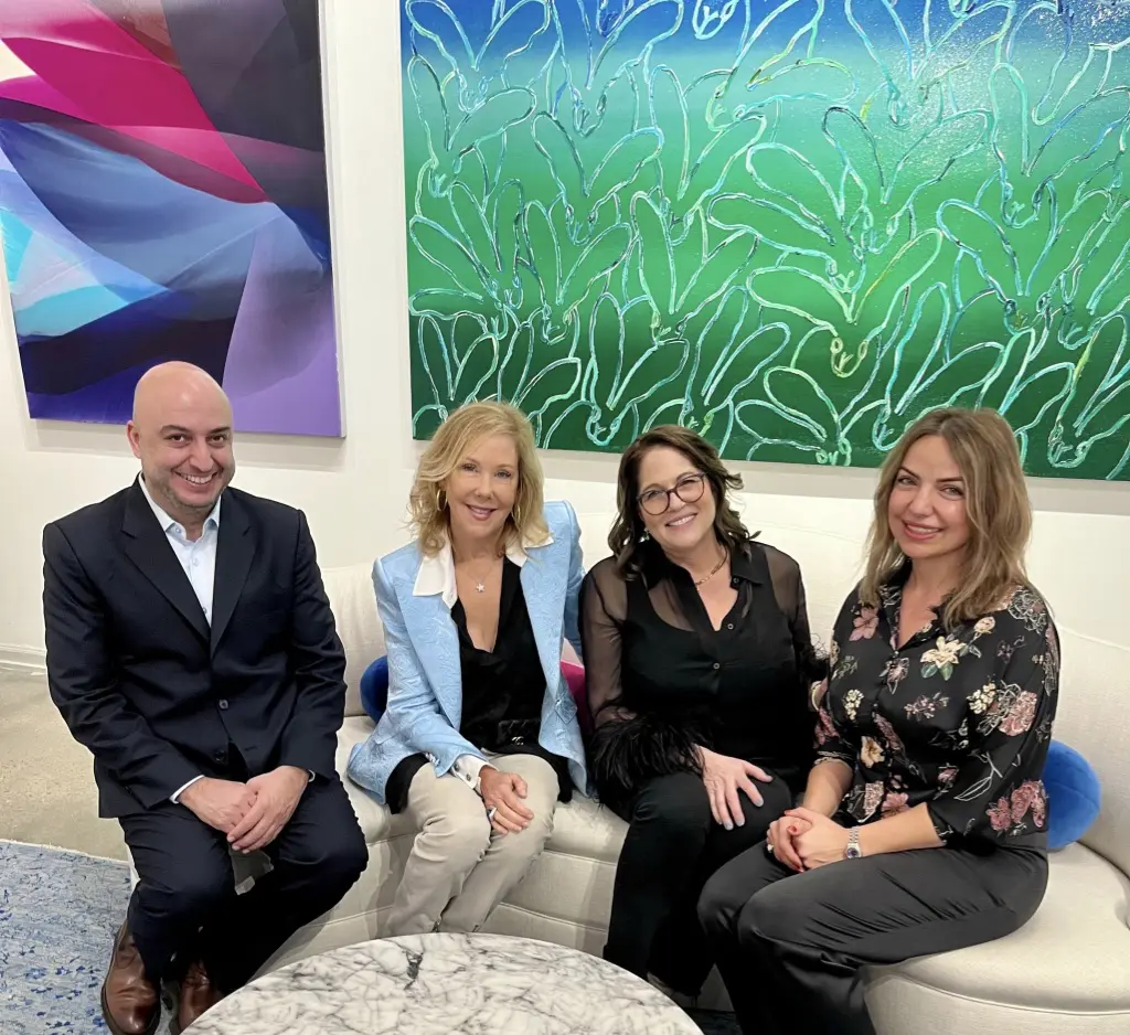 Saeid Arsin, Laura Rathe, Karen Pulaski, Lida Arsin at Arsin Rug Gallery's first anniversary celebration in Decorative Center Houston.