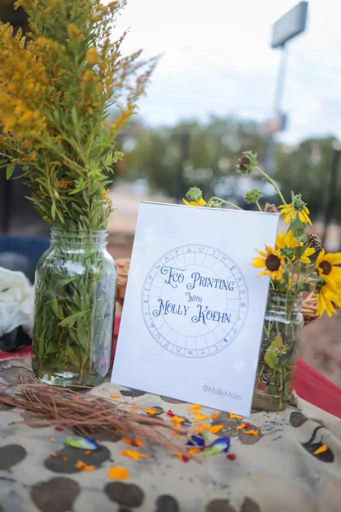 Guests enjoyed an eco-printing activity in the garden at Houston Center for Contemporary Craft Martini Madness (Photo by Katy Anderson)