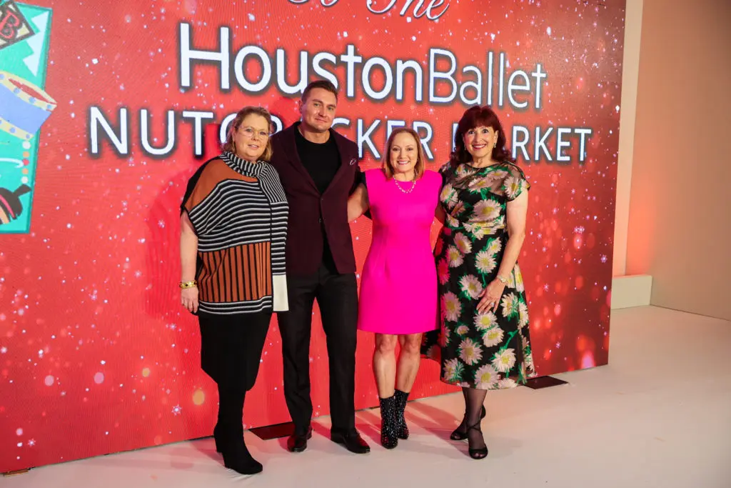 Houston Ballet Nutcracker Market chair Casey Rowe, Saks Fifth Avenue's Ryan Jay, and Saks luncheon chairs Mignon Gill ad Sara Wright Parr.  (Photo by Melissa Taylor)