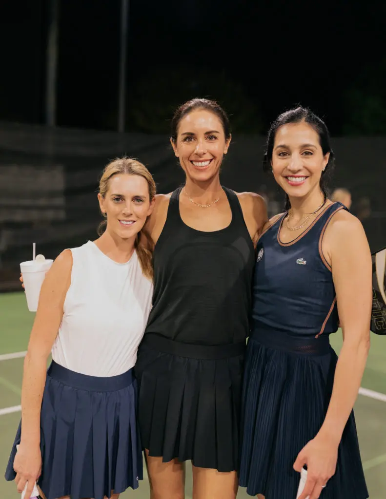 Caroline Bean, Linsay Amarali, Holly Radom at the pickleball tournament benefiting A Shelter for Cancer Families (Photo by Jenny Antill)