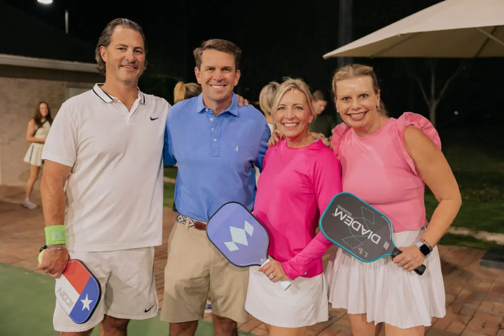 Lucian Bukowski, Jaci and Jim Smith, Valerie Deitrich at the River Oaks  pickleball tournament benefiting A Shelter for Cancer Families (Photo by Jenny Antill)