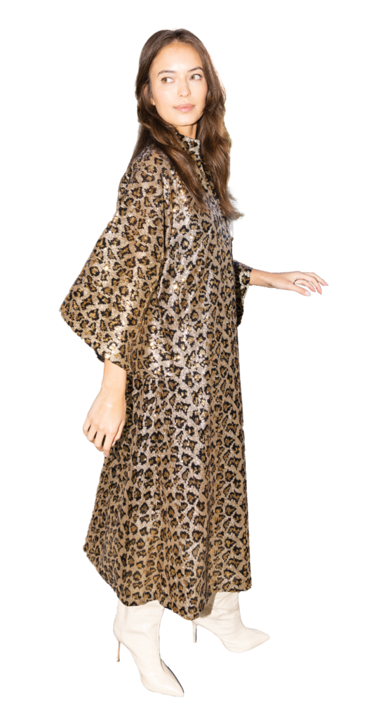 La Vie Style House Sequin Leopard Caftan