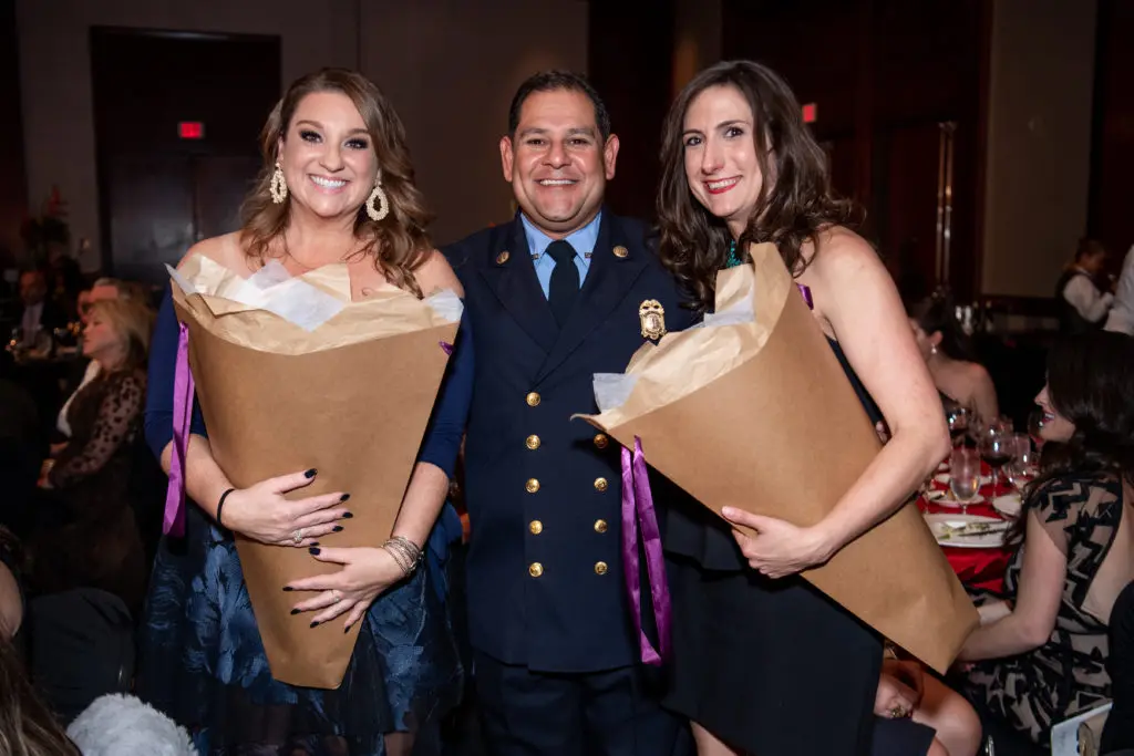 Laura Elizabeth Stein, Captain Chris Garcia, Scarlett Darby at the HPFA Foundation's 'Red Hot Gala' at the Royal Sonesta Hotel. (Photo by Cathchlight Group)
