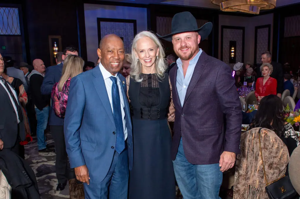 Mayor Sylvester Turner, Susan Sarofim, Cody Johnson at the 'Grand Champion for TEACH' fundraiser. (Photo by Jacob Power)