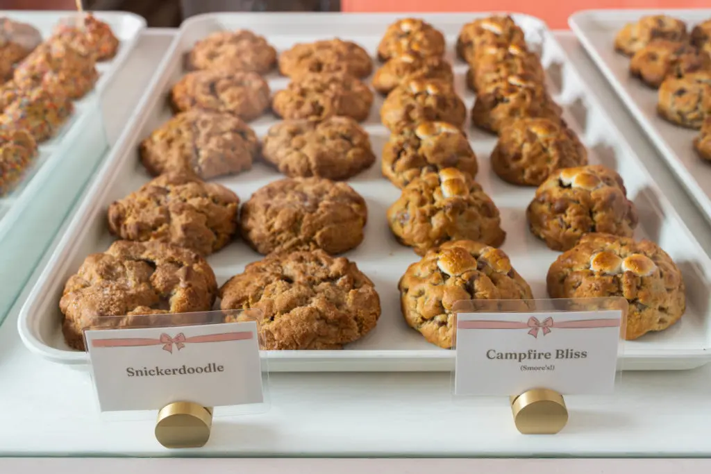 Freshly baked Snickerdoodle and s'mores like Campfire Bliss cookies at the new Milk Mustache store on Fountainview.  (Photo by Michael Anthony)