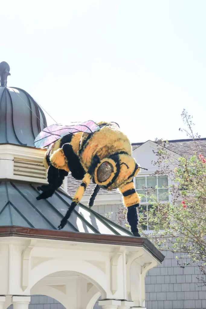 A massive bumble bee atop the conservatory in the River Oaks garden of Rini and Edward Ziegler. (Photo by Priscilla Dickson)