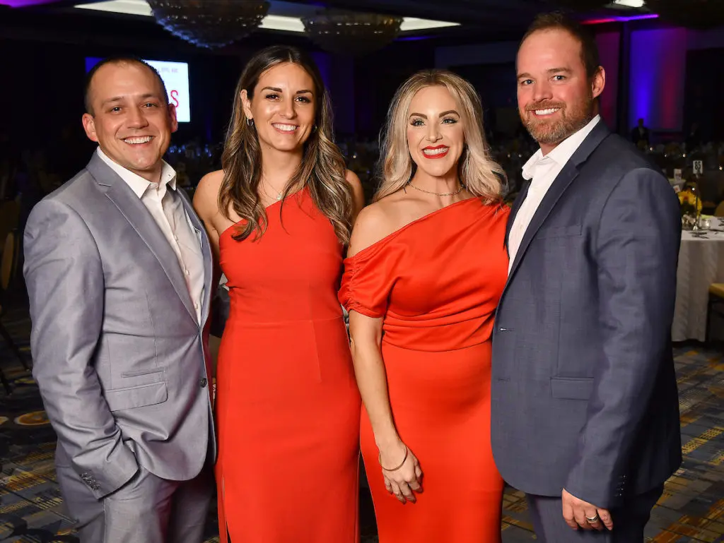 Brandon & Jessie Enander, Lindsey & Kelly Phillips at the Phillips 66 iWrite Gala at the Hilton Americas Houston Hotel.  (Photo by Dave Rossman)