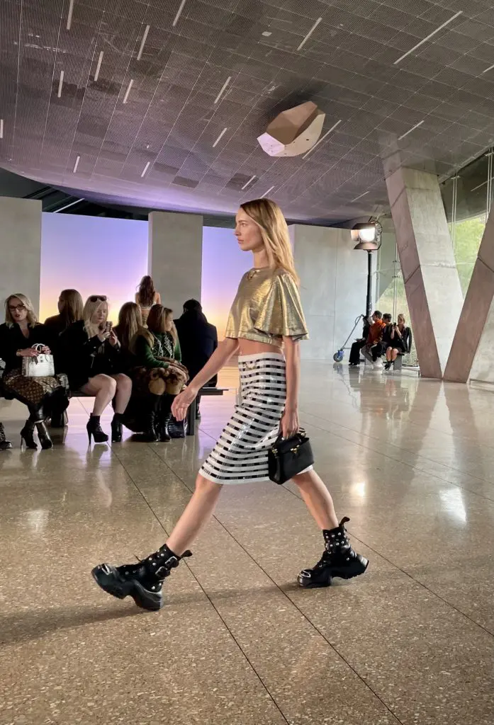 Athletic shoes and booties with exaggerated soles. Photo by Courtney Dabney.