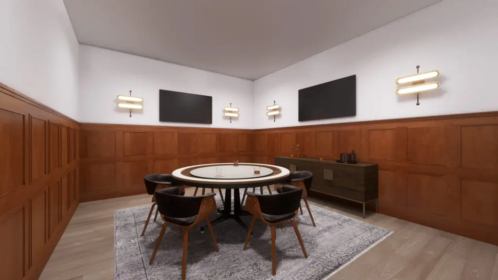 The Resident Lounge at Residences at The Allen is full of entertaining spaces for all of your guests, including a festive Poker Room.