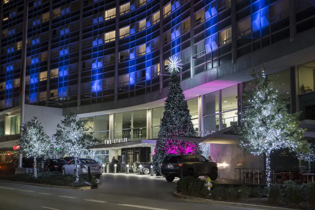 In addition to its stunning lobby tree, the hotel is hosting a Rooftop Wonderland, complete with igloos and themed cocktails.