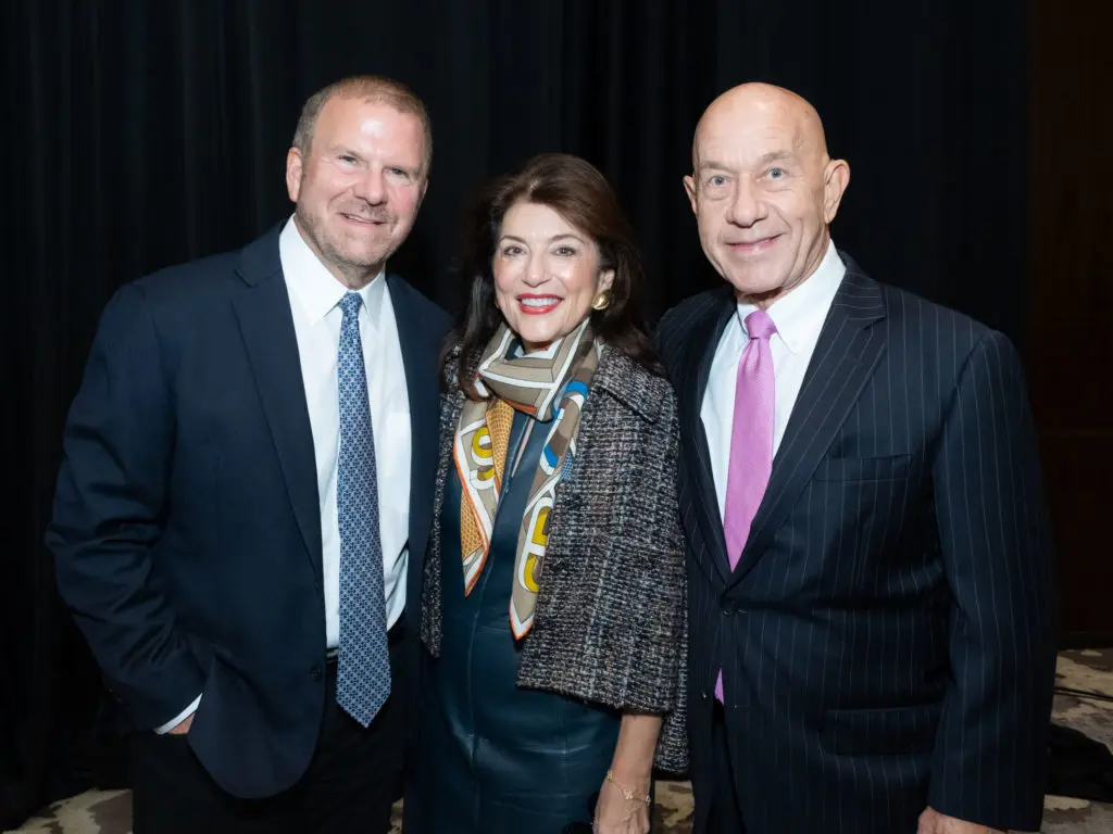 Tilman Fertitta, Dancie Ware and State Senator John Whitmire at Whitmire's official announcement of his candidacy for Houston mayor with  Fertitta and the host committee at the Post Oak Hotel at Uptown Houston. (Photo by F. Carter Smith)