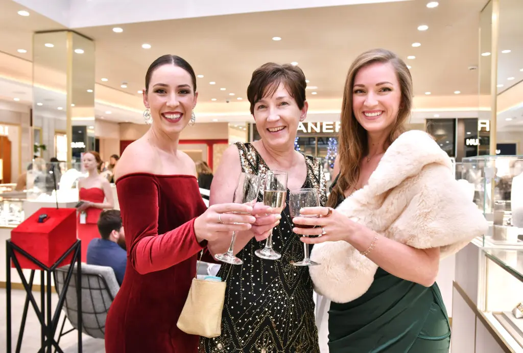 Ashlee Clark, Laura Sand, Christina Terry at the Zadok Jewelers holiday soirée. (Photo by Alex Montoya)