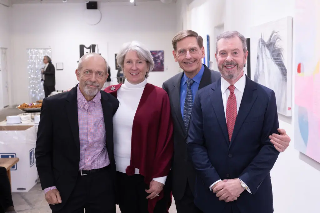 Lee & Anne Riley, Rod Danielson, Kelly DeHay at the 25th Art on the Avenue anniversary event  (Photo by Wilson Parish)
