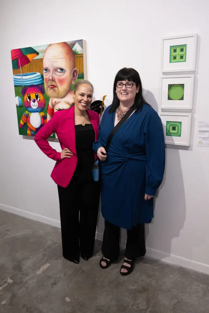 Guest Juror Danielle Burns Wilson, First Prize Winner Danyelle Lakin at the 25th Art on the Avenue anniversary event  (Photo by Wilson Parish)