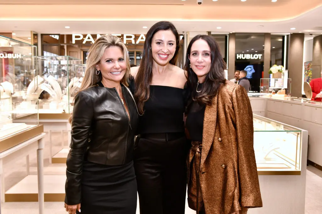 Tracy Dow, Liba Stern, Amy Zadok at the Zadok Jewelers holiday soirée. (Photo by Alex Montoya)
