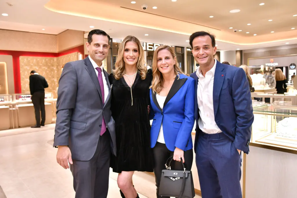 Jonathan & Michelle Zadok, Laura & Ryan Zehl at Zadok Jewelers annual holiday fête. (Photo by Alex Montoya)