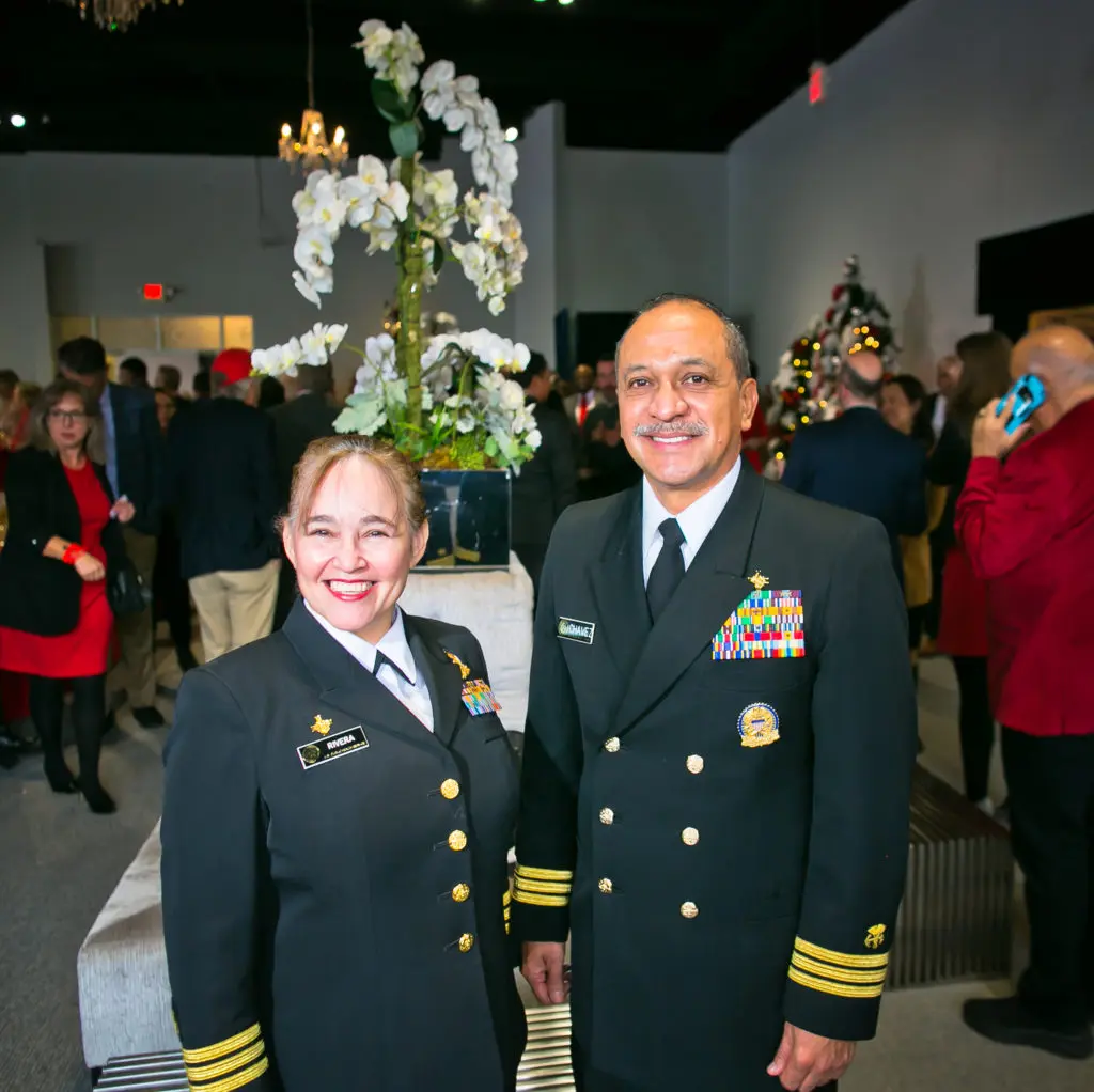 US Public Health Service Commander Luz Rivera, regional director for ending the HIV epidemic, and Commander Rodrigo Chavez, deputy regional director for ending the HIV Epidemic at the AIDS Foundation Houston World AIDS lDay luncheon. (Photo by Morris Malakoff)
