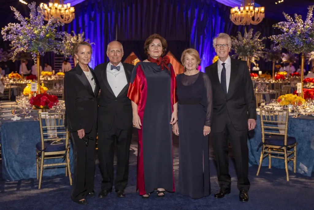 Cindy & David Fitch, Rebecca Rabinow, Linda & George Kelly at The Menil Collection's 'Cirque Surréaliste' 35th anniversary gala (Photo by Jenny Antill)