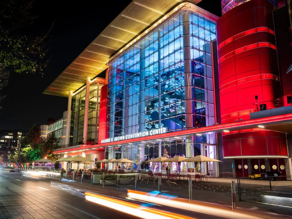 A ceremonial tree lighting in the Grand Holiday Window at the George R. Brown Convention Center marked the opening of City Lights Downtown Holiday Magic. (Courtesy Houston First)