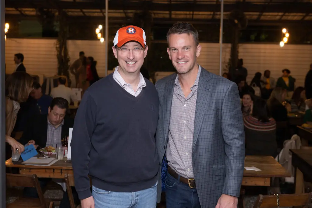 Bill Boyce, James Stewart at Breakthrough Houston's annual trivia contest. (Photo by Wilson Parish)