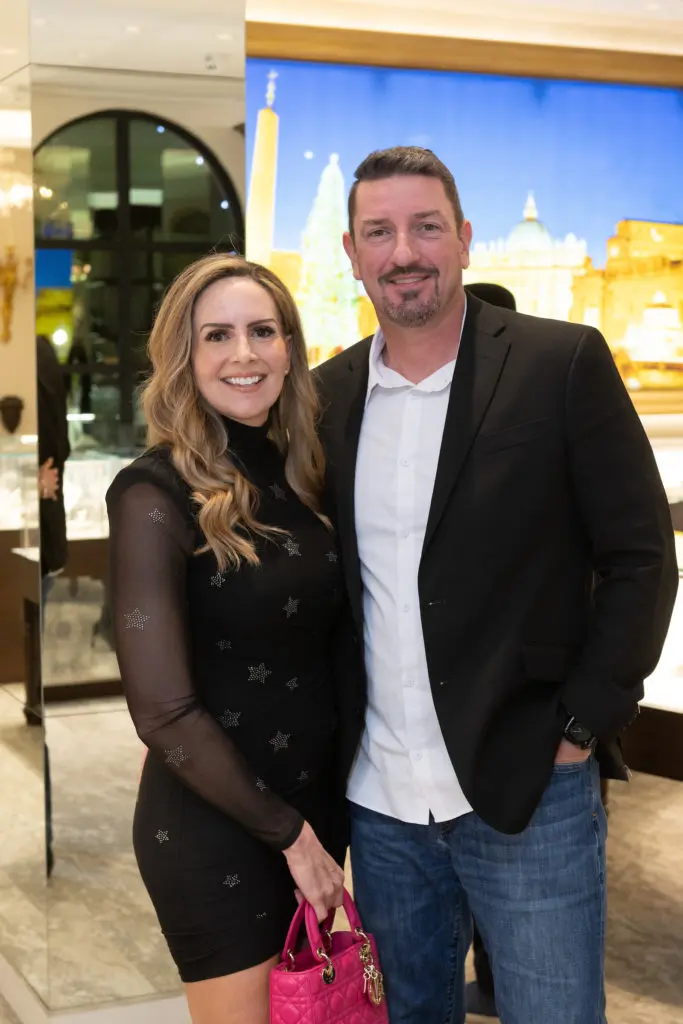 Honee Michaels and Derek Flynn at the Valobra Master Jewelers' Ferrari Festival kick-off soirée. (Photo by Wilson Parish)