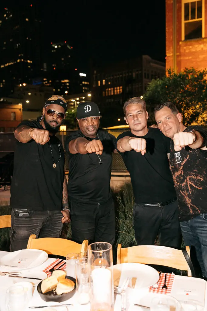 DJ Lord, Chuck D, Shepard Fairey, Z-Trip at the Dallas Contemporary Gala (Photo by Rebecca Patton)