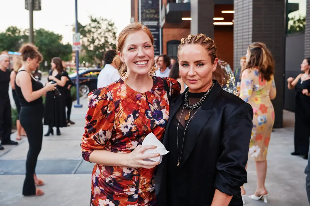 Dallas Contemporary assistant curator Emily Edwards, Renata Morales at the Dallas Contemporary Gala (Photo by Jon Furlong)