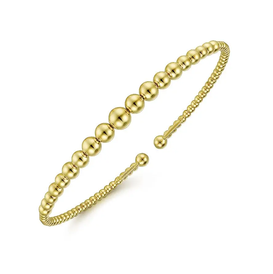 Gabriel & Co 18k yellow gold Bujukan flexible graduated beaded cuff bracelet, size 6.25; $1,675