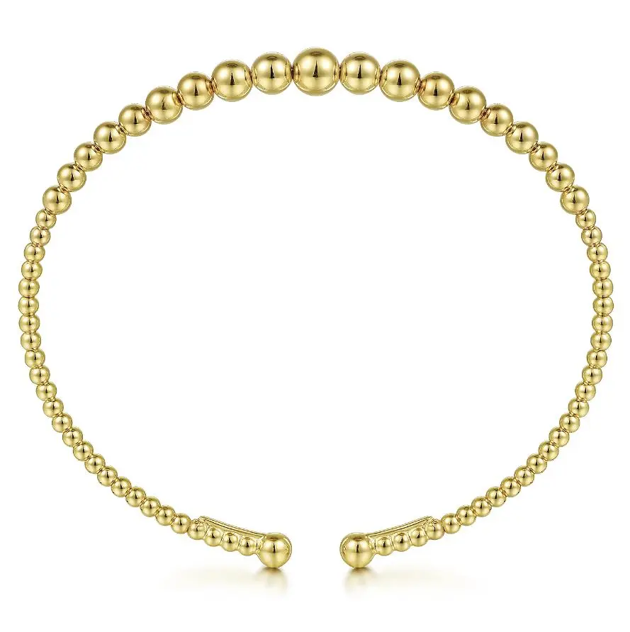Gabriel & Co 18k yellow gold Bujukan flexible graduated beaded cuff bracelet, size 6.25; $1,675