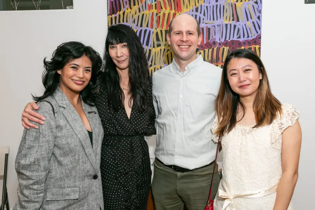Janine Mae Arostique, ISHIDA artistic director Brett Ishida, Michael Buening, Mei Qi at ISHIDA cocktail kickoff for "stirs up still things" (Photo by Emily Jaschke)