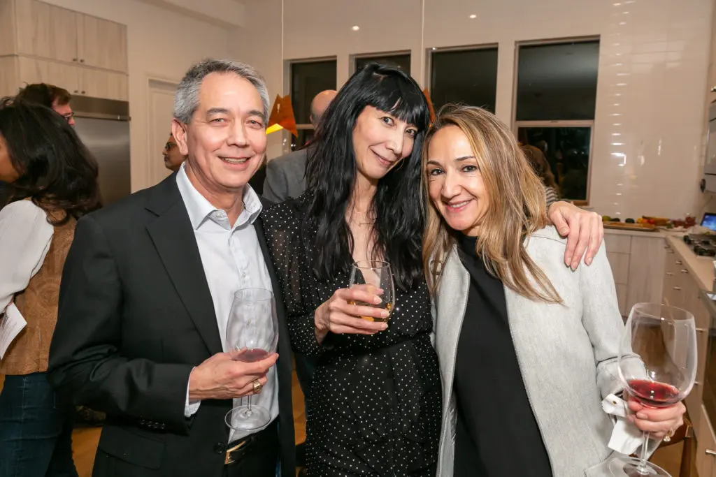 Joe Davidson, ISHIDA artistic director Brett Ishida, Kadisha Davidson at ISHIDA cocktail kickoff for "stirs up still things" (Photo by Emily Jaschke)
