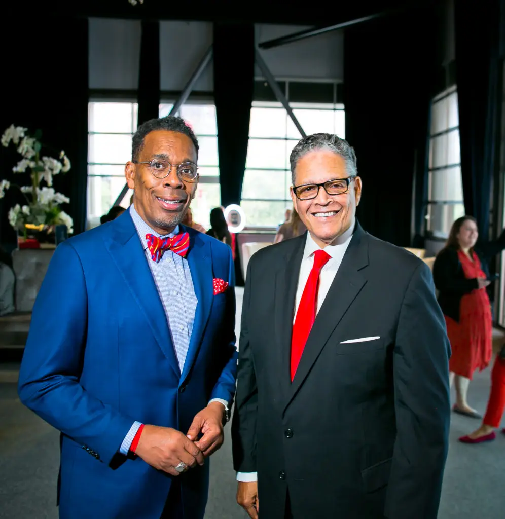 Luncheon co-chair LaRence Snowden, Alvin Byrd at the AIDS Foundation Houston World AIDS Day luncheon. (Photo by Morris Malakoff)