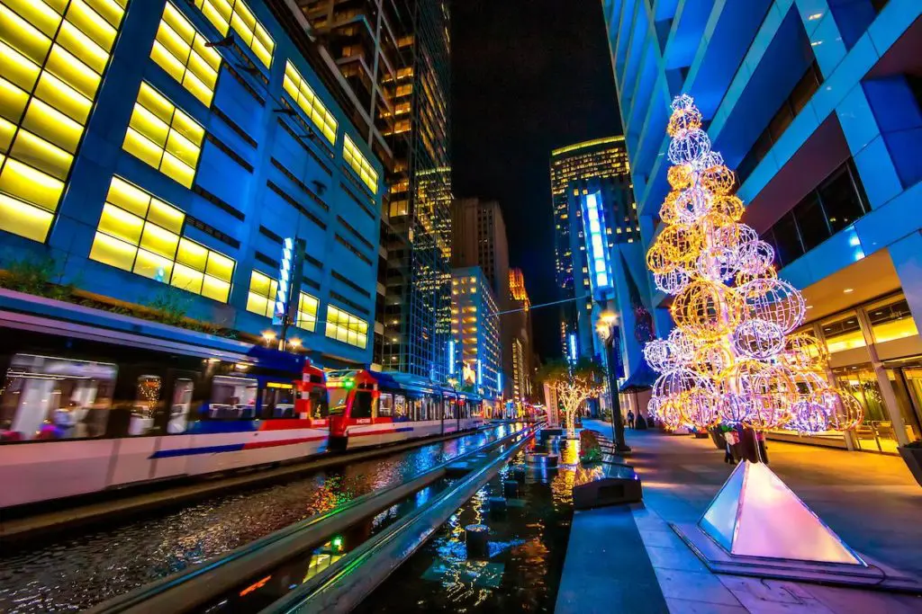 Come take photographs with Santa Claus at Main Street Square's Santa's Village. (Courtesy Central Houston)