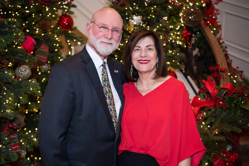 Michael & Ellie Francisco at the Santa's Elves Party, held at The Fertitta Family home in River Oaks,  benefitting MD Anderson Children's Cancer Hospital.