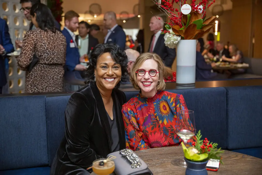 Michelle Riley-Brown, Angela McPike at the Texas Children's Hospital Ambassadors Holiday Party held at Navy Blue in Rice Village (Photo by Jenny Antill Photography)
