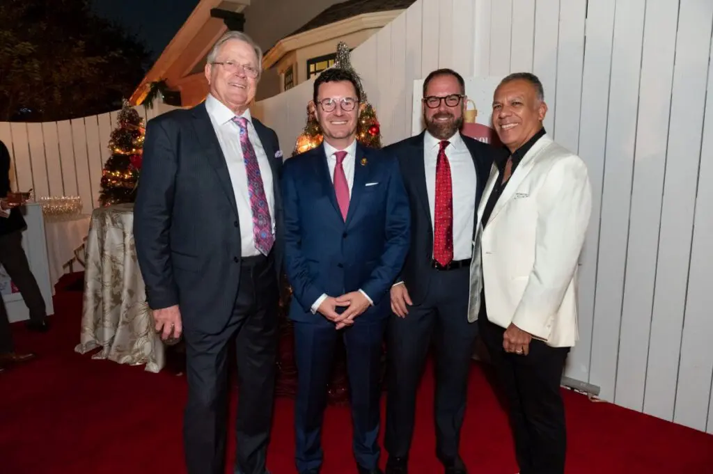 Richard Werner, Juan Querol, Mike Holloman, Tony Bravo at Legacy Community Health's Holiday Schmooze. (Photo by Killy Chavez)