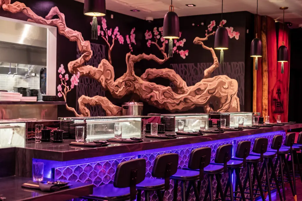 Inside the new Houston restaurant Ten Sushi that is being brought to Houston by the owners behind Bosscat restaurant. (Photo by Dylan McEwan)