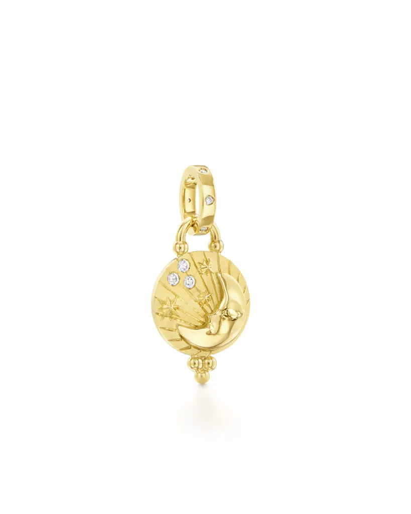 Temple St. Clair charming 18k yellow gold and diamond lunar pendant, $1950