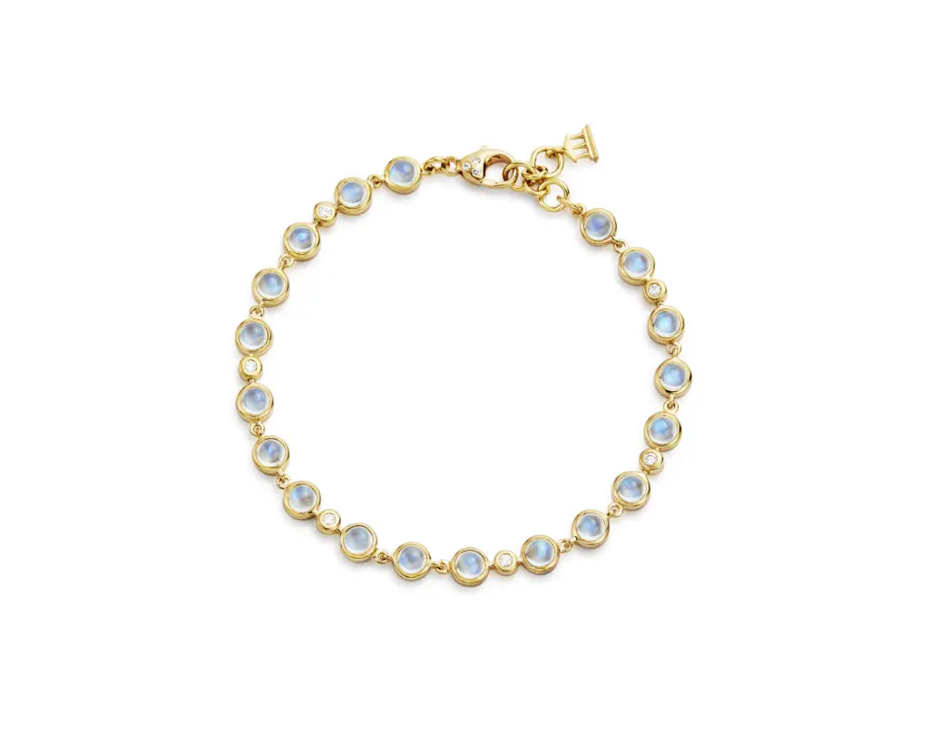 Temple St. Claire Otherworldy Royal Blue Moonstone and diamond bracelet set 18k yellow gold, $4500