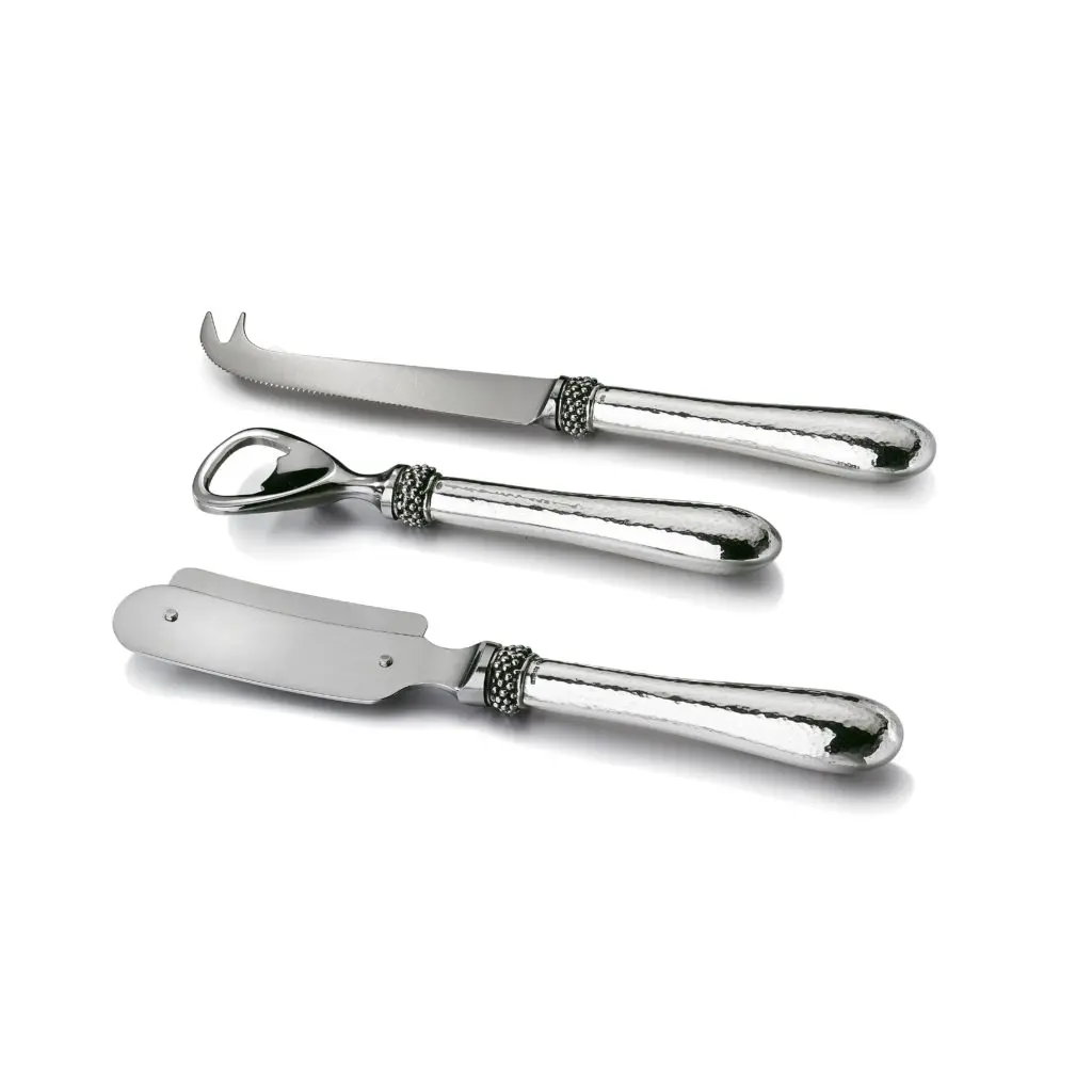 Tenenbaum Jewelers Buccellati Sterling Silver Three-Piece Bar Set with Lemon Peeler, Bottle Opener and Knife