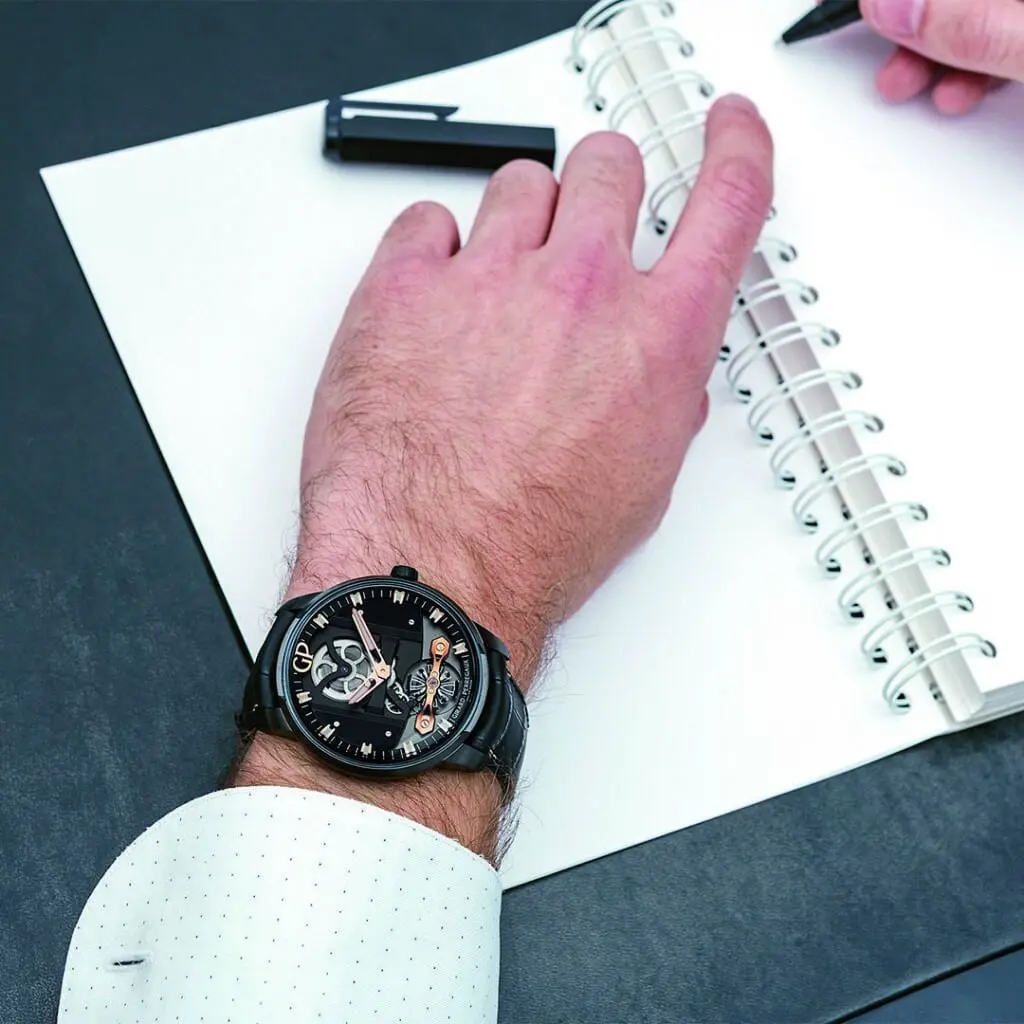 Tenenbaum Jewelers Limited Edition Girard-Perregaux DLC Steel Free Bridge Infinity Watch