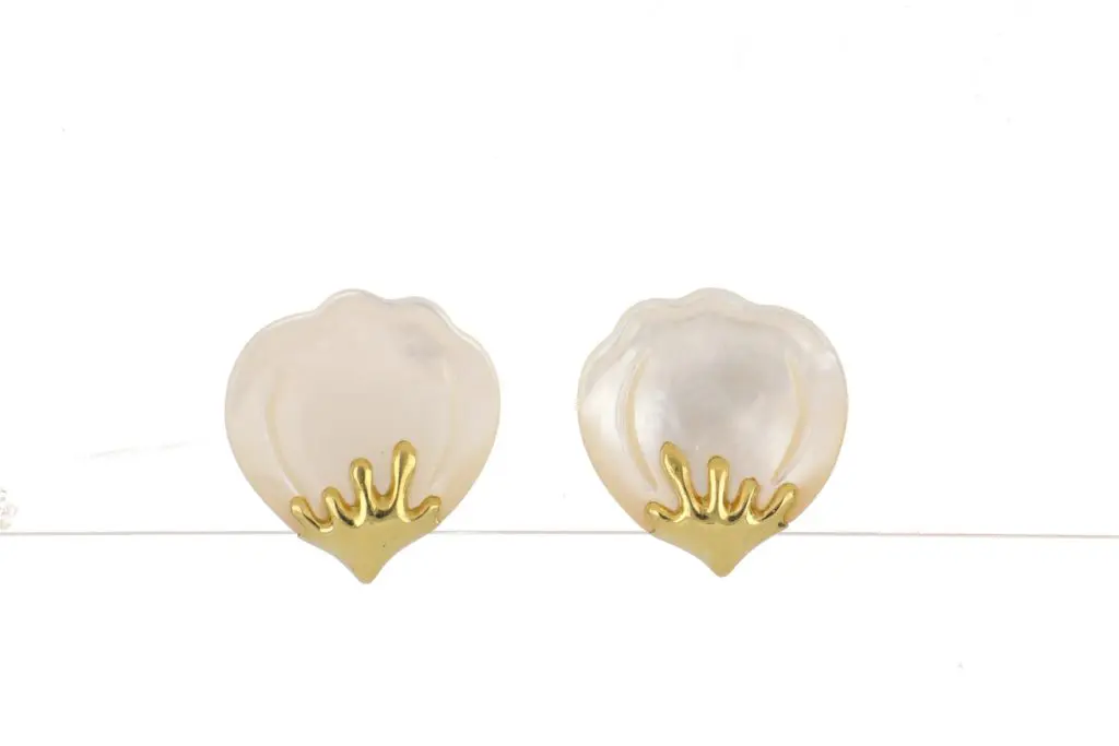 Tenenbaum Jewelers Vintage 1980s Angela Cummings for Tiffany & Co. 18K Yellow Gold and Mother-of-Pearl Earrings